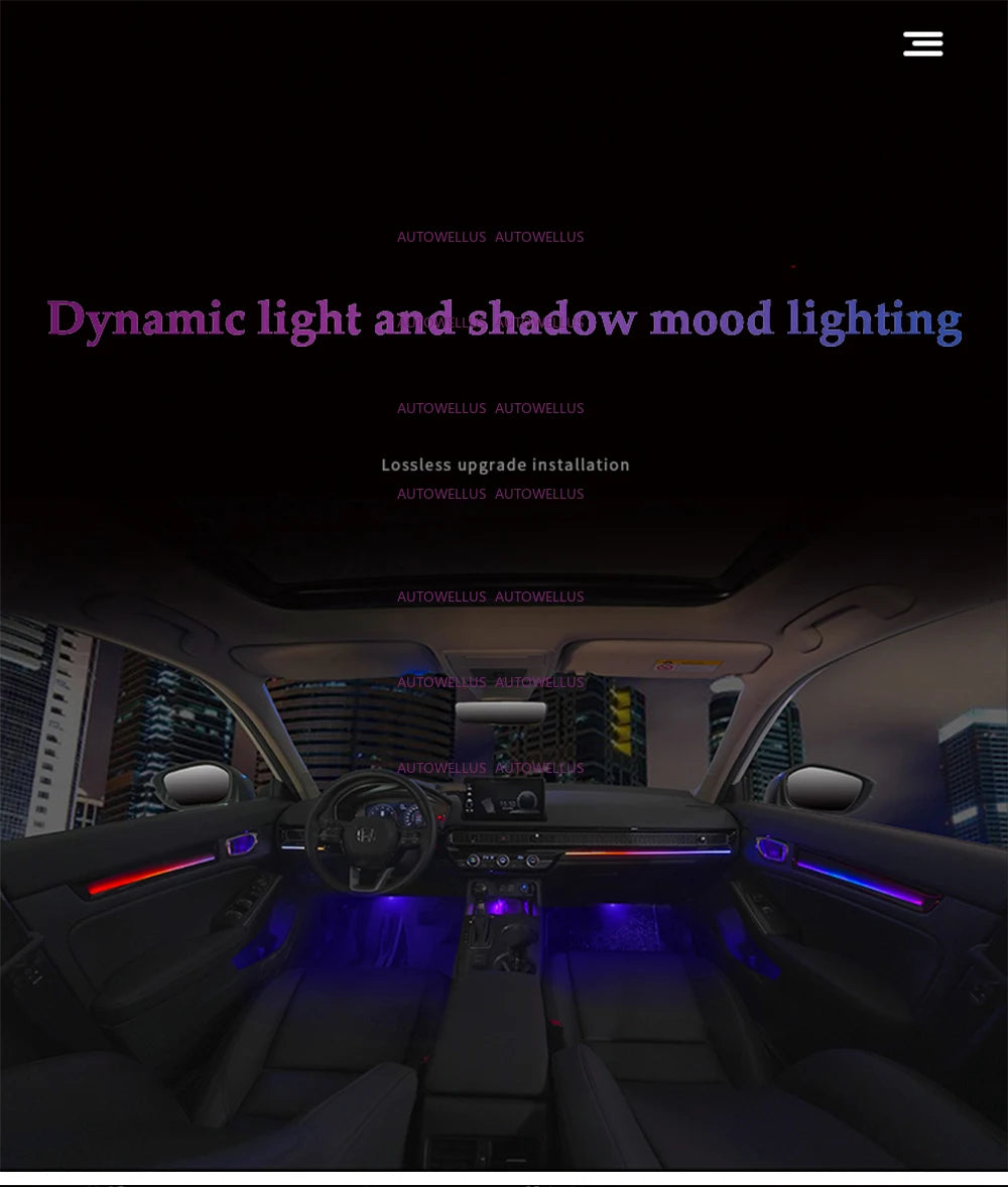 LED Car Inner Ambient light for Honda Civic 11TH 2022-2025 OEM Design Dynamic Ambient Lamp Original Car 1:1 Mold Kit APP Control
