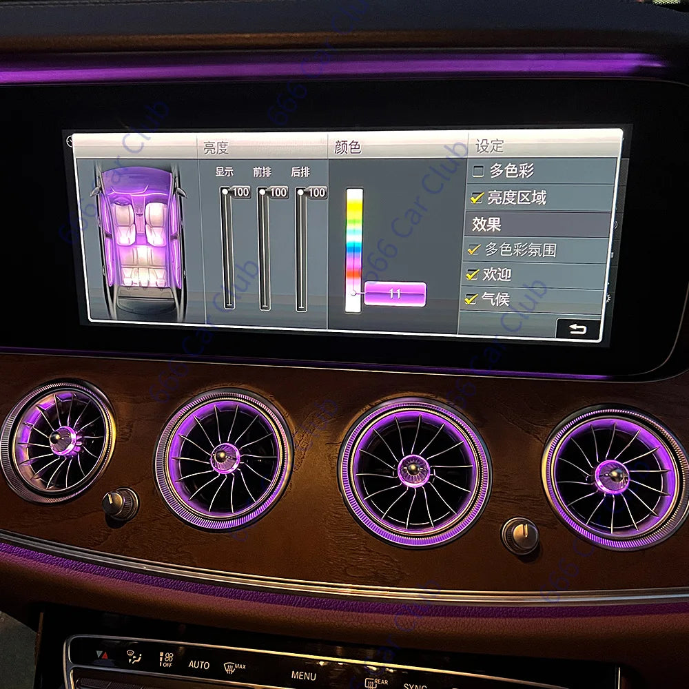 New 3/64 Color EQS LED Air Vents for Mercedes Benz W205 GLC X253 W213 W464 W117 W176 X156 W206 W167 Interior Lighting Upgrade