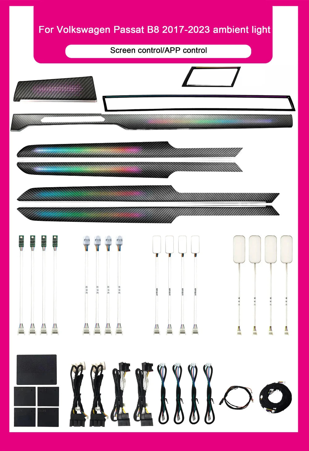 Multicolored Car Interior Ambient LIghts for Volkswagen Passat B8 2017-2021Dynamic Symphony Car Interior Light Upgrade VW B8