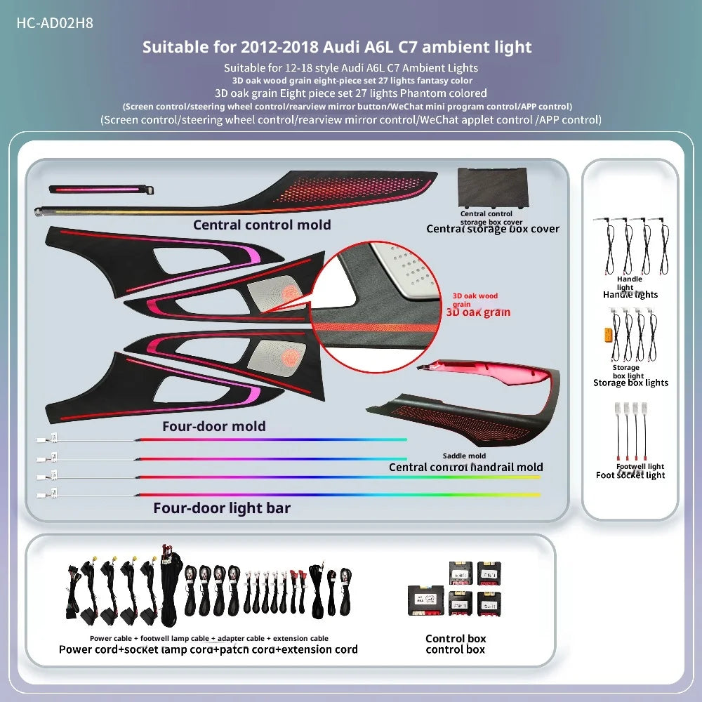 Dynamic Colorful Symphony Ambient Lighting Kit For Audi A6A7 C7 2012-2018  Interior LED Light Trim Accessories Kit