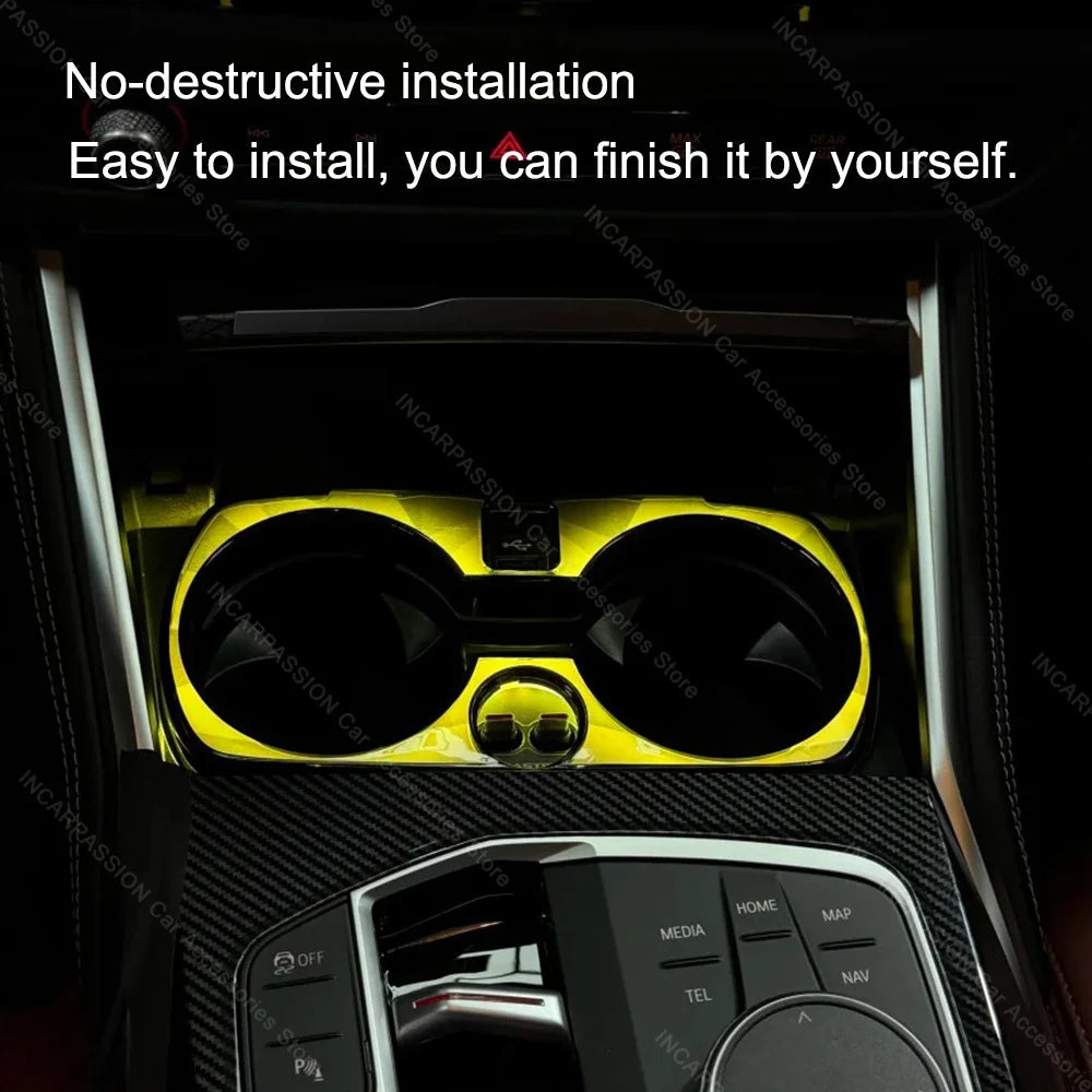 Crystal Cup Holder Light For BMW 3 4 Series G20 G21 G22 G23 G26 G80 G82 G83 Ambient Cup Lamp Tools Original Car Easy install
