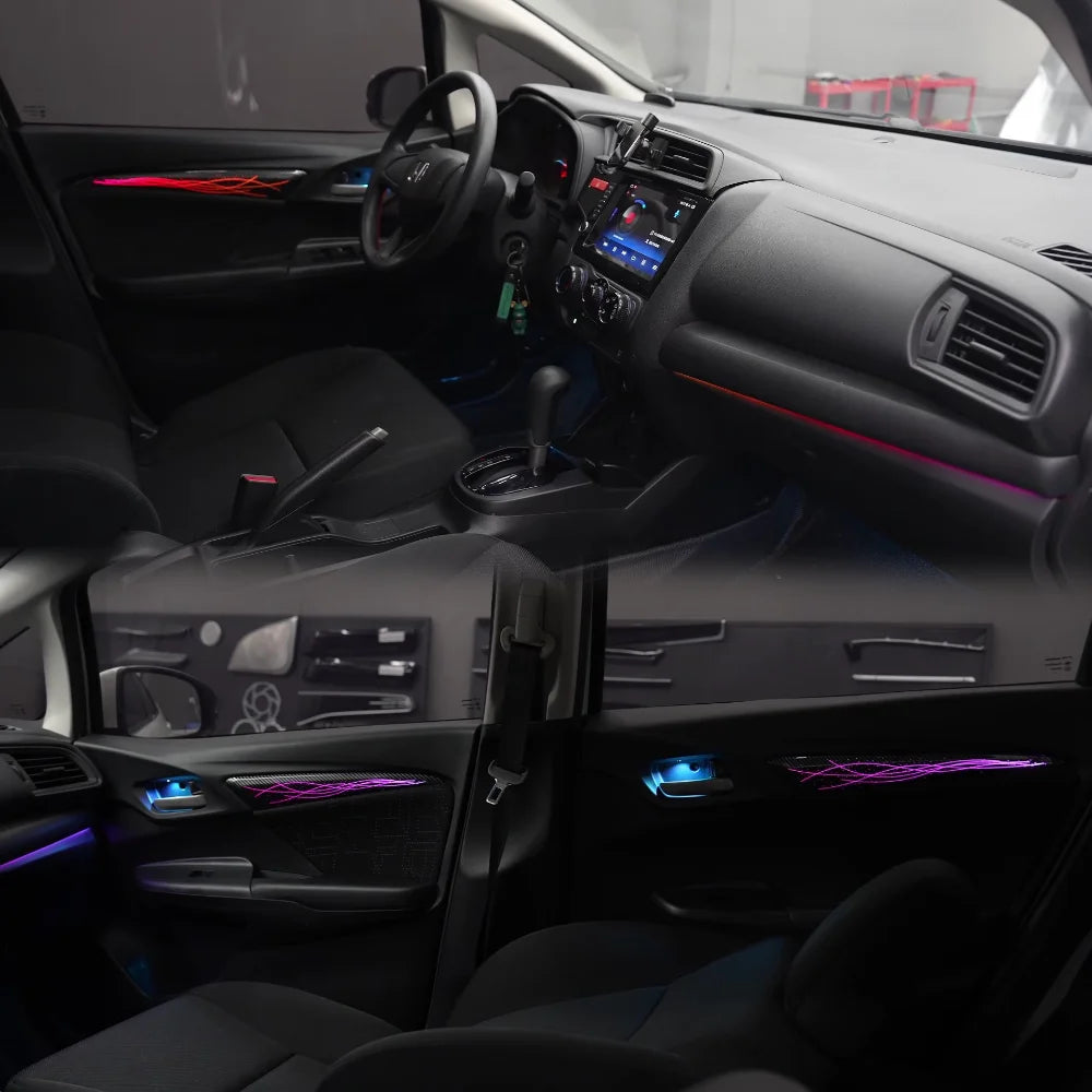 Automotive Inter LED Ambient Light For Honda Fit 2014-2020 64 color dynamic Atmosphere door Panel Lights Button APP control