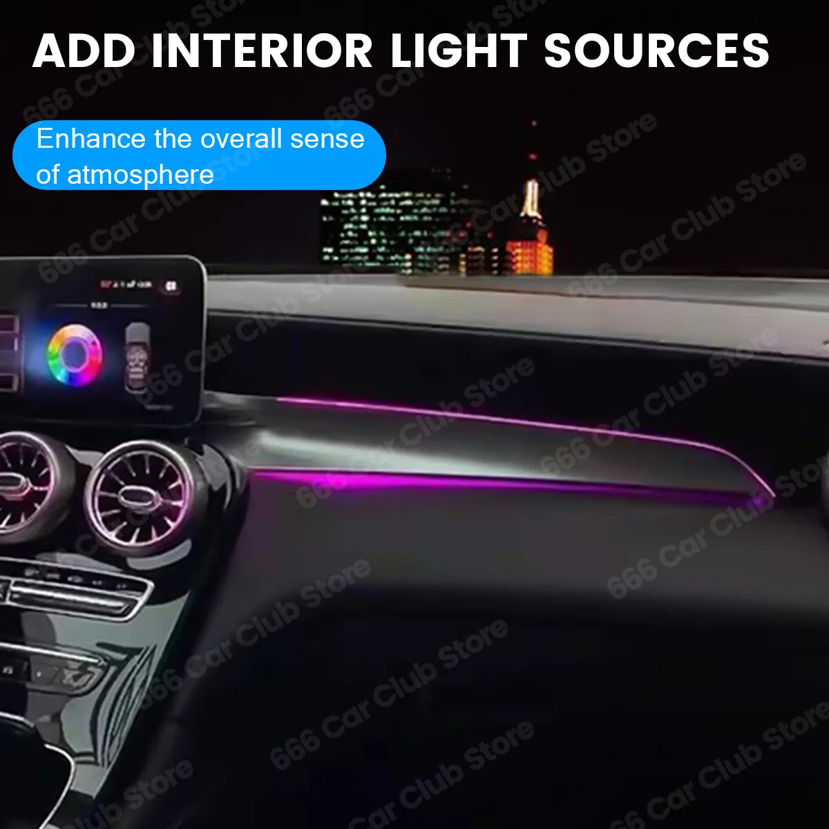 256 Colors APP Control Front Passenger Light For Mercedes-Benz W205 X253 GLC C-Class Coupe C43 C63s LED Atmosphere Lights Parts