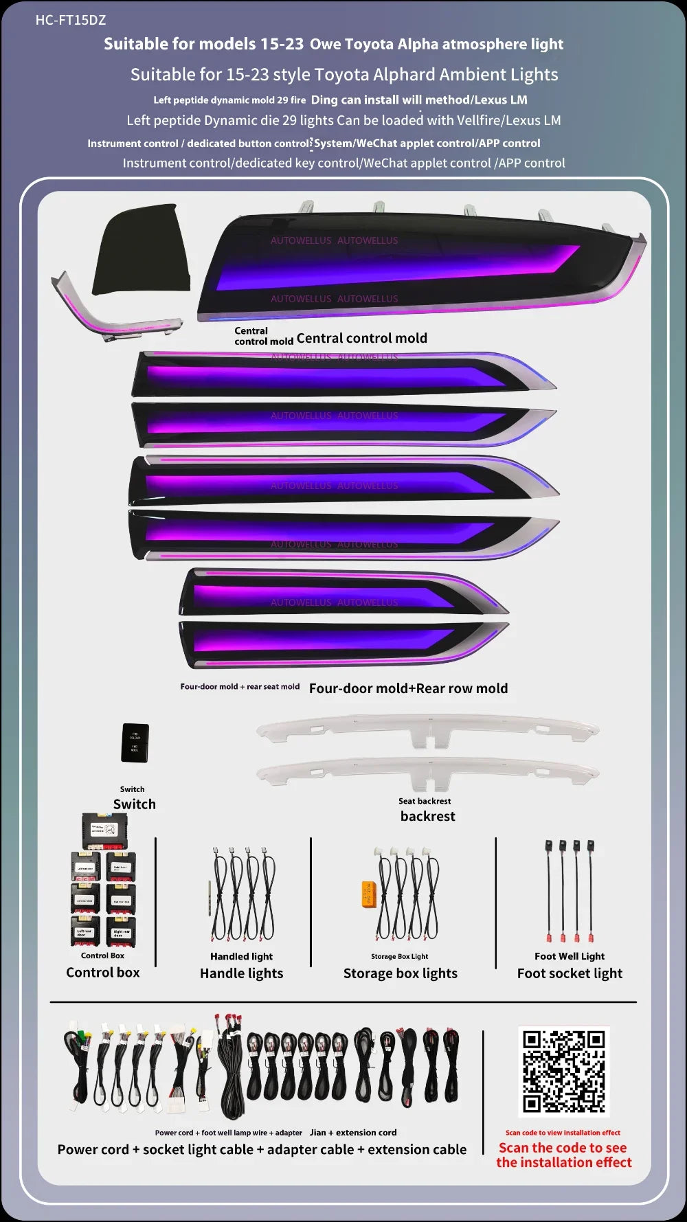 Auto Accessaries64 Color Ambient Light For Toyota Alphard Vellfire Lexus LM 2015-2023 LHD/RHD Car Interior Door Decoration Atmos