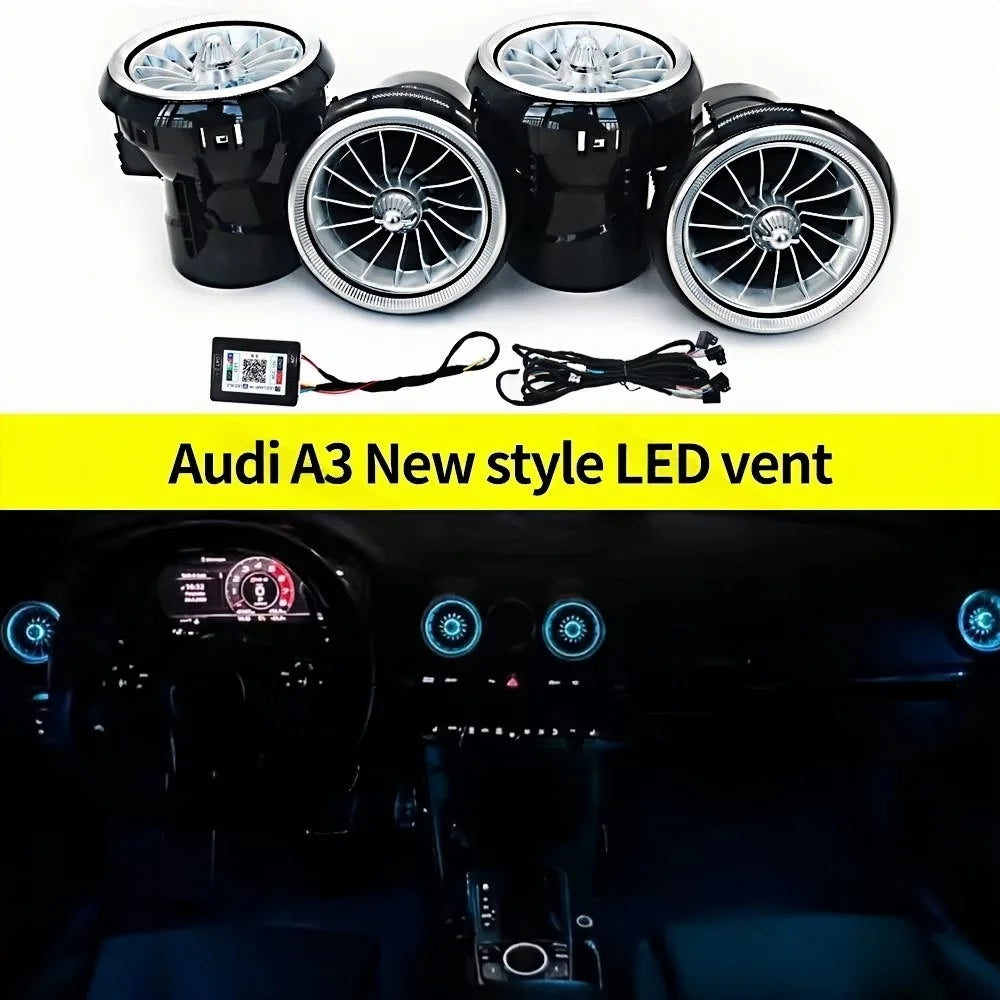 256 Colours Bluetooth APP Control For Audi A3 S3 RS3 8V 8Y 8P 2004-2020 Turbo Nozzle Ambient Light Dashboard Air Vent Turbine