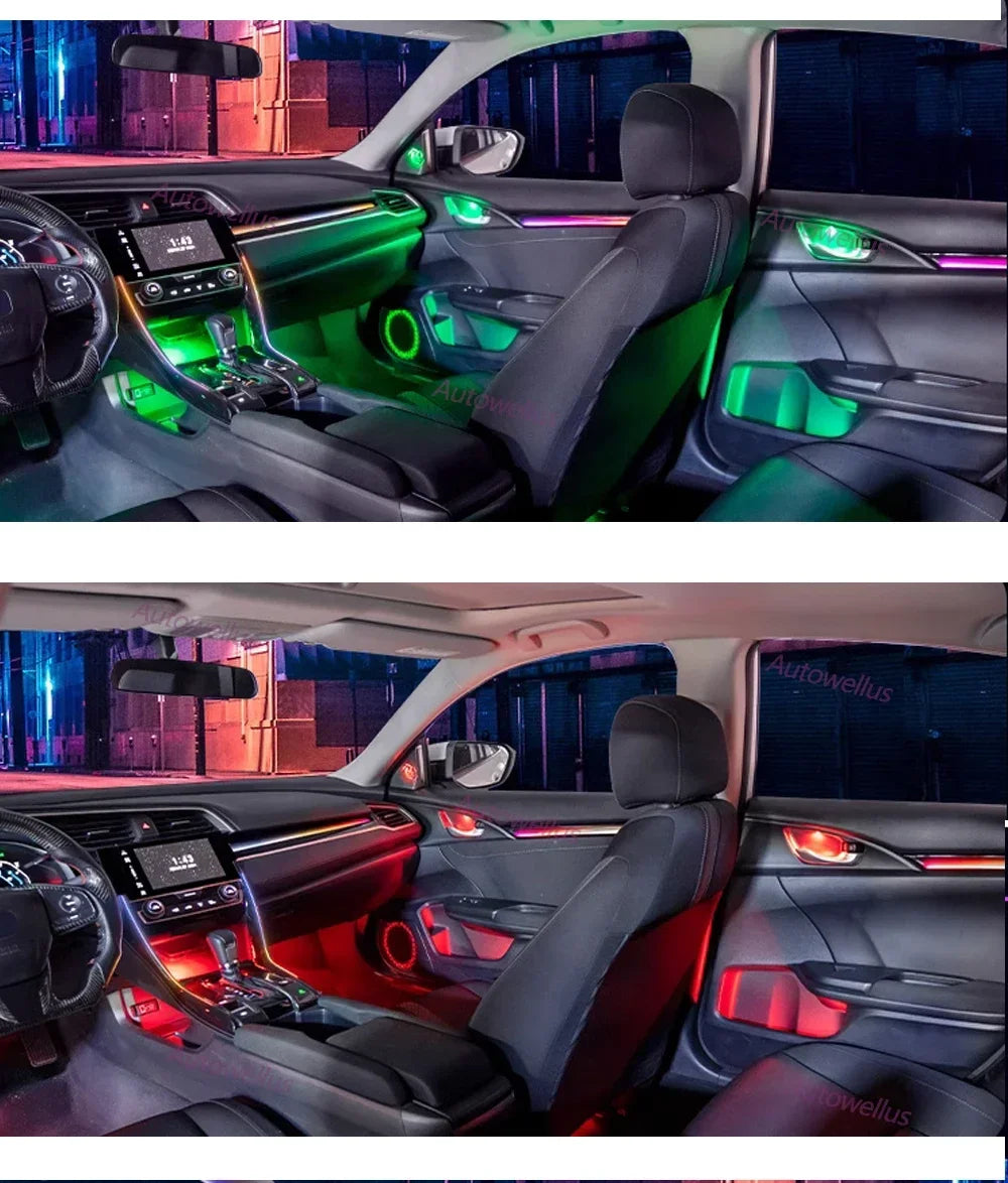 RHD LED Car Inner Star Starry Ambient light For Honda Civic 2016-2021 Dynamic Ambient Lamp Original 1:1 Mold Kit APP Control