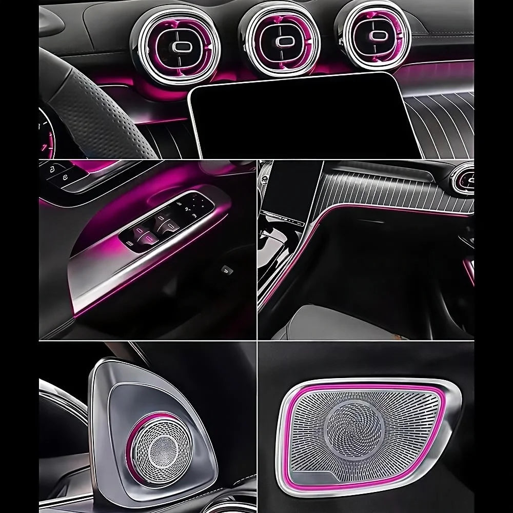 Car 64 Color Ambient light for Mercedes Benz W206 X254 GLC C-class LED Air Vents Door Handles Lamp Interior 4D Rotating Tweeter