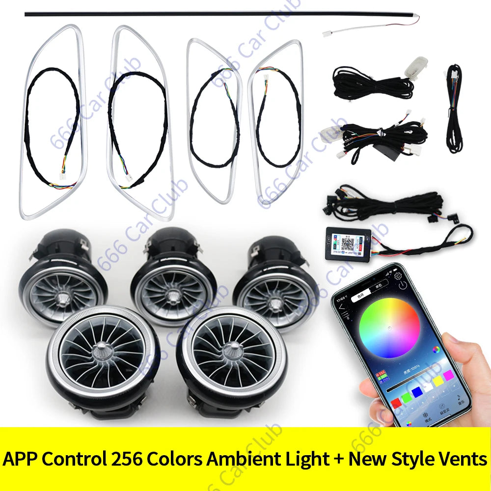 12 Colours Ambient Lights For Mercedes-Benz A/CLA/GLA  W176 W117 W156  A45 CLA45 LED Car Air Vents Turbine Nozzle Decorate Lamp