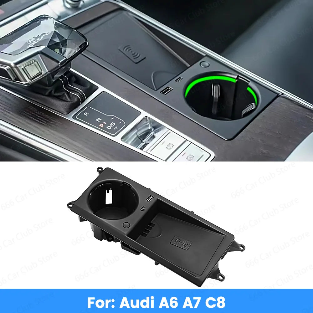 Original 30 color ambient light cup holder light for Audi A6 A7 C8 Wireless Charging Cup Light