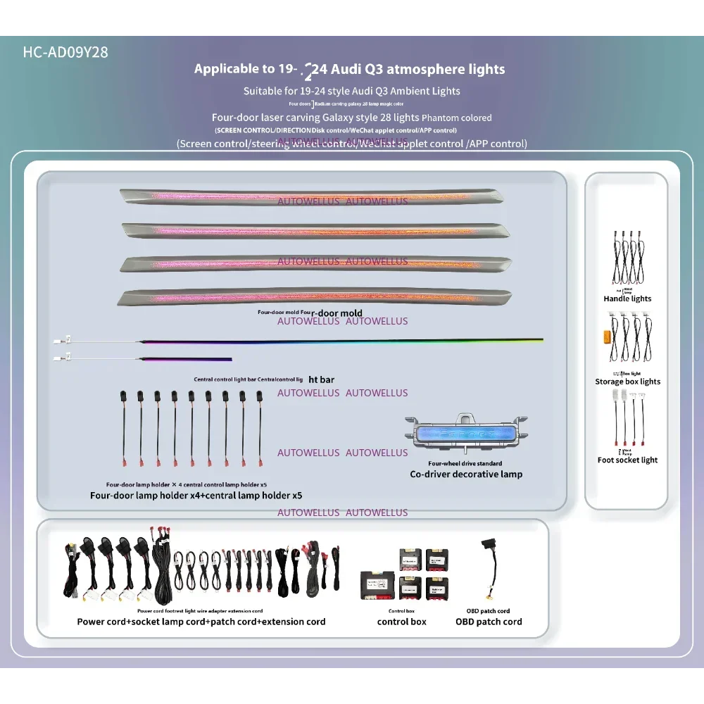 Ambient Light For Audi Q3 2019-2025 environmental Backlight Atmosphere Lamp Kit Symphony Interior LED Lighting Accessories