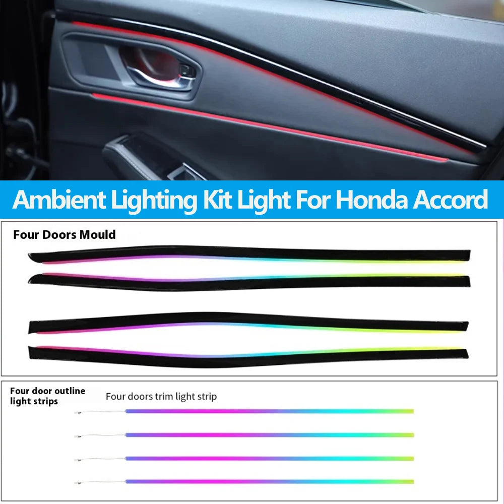 LED Car Inner Ambient light for Honda Accord 11th 2023-2025 Dynamic Ambient Lamp Original Car 1:1 Mold Kit APP Control