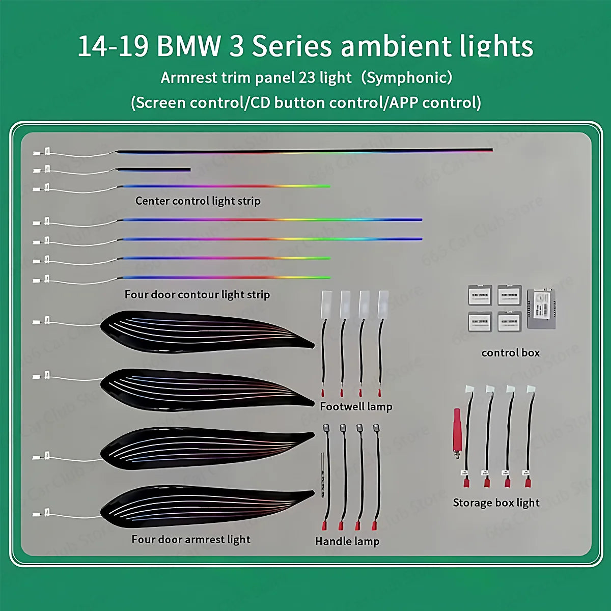 LED Ambient Light for BMW 3/4 Series 3GT F30 F31 F32 F34 App Control 256 Colors Car Interior Lighting Kit with Remote And APP