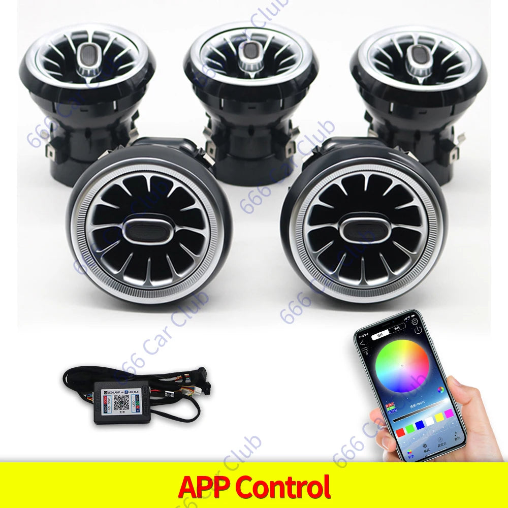 256 Colour LED Vents For Mercedes Benz C Class W205 W447 W213 W156 W117 W176 Bluetooth APP Control Car Nozzle Turbine Air Outlet