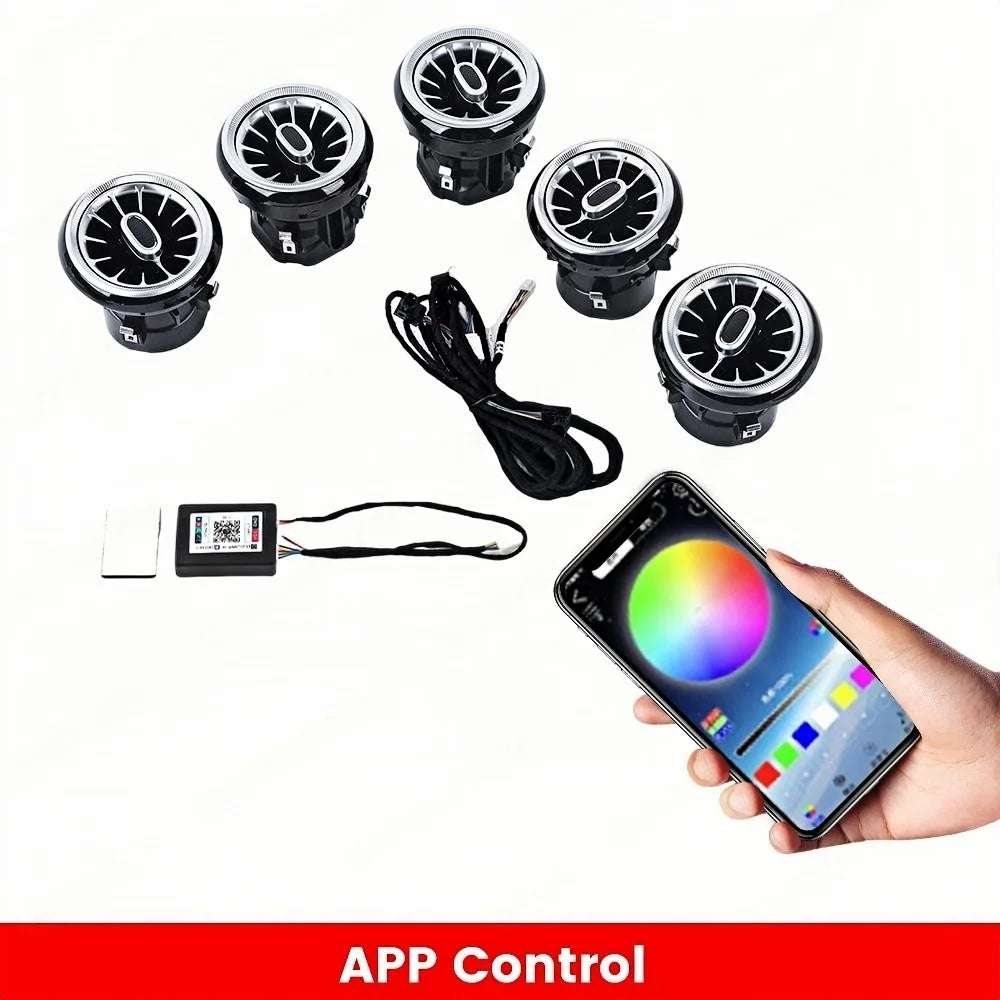 12/256 Colors W117 LED Ambient Light For Mercedes Benz A CLA GLA W176 W156 A45 CLA 45 AMG Bluetooth APP Air Vents Turbine Nozzle