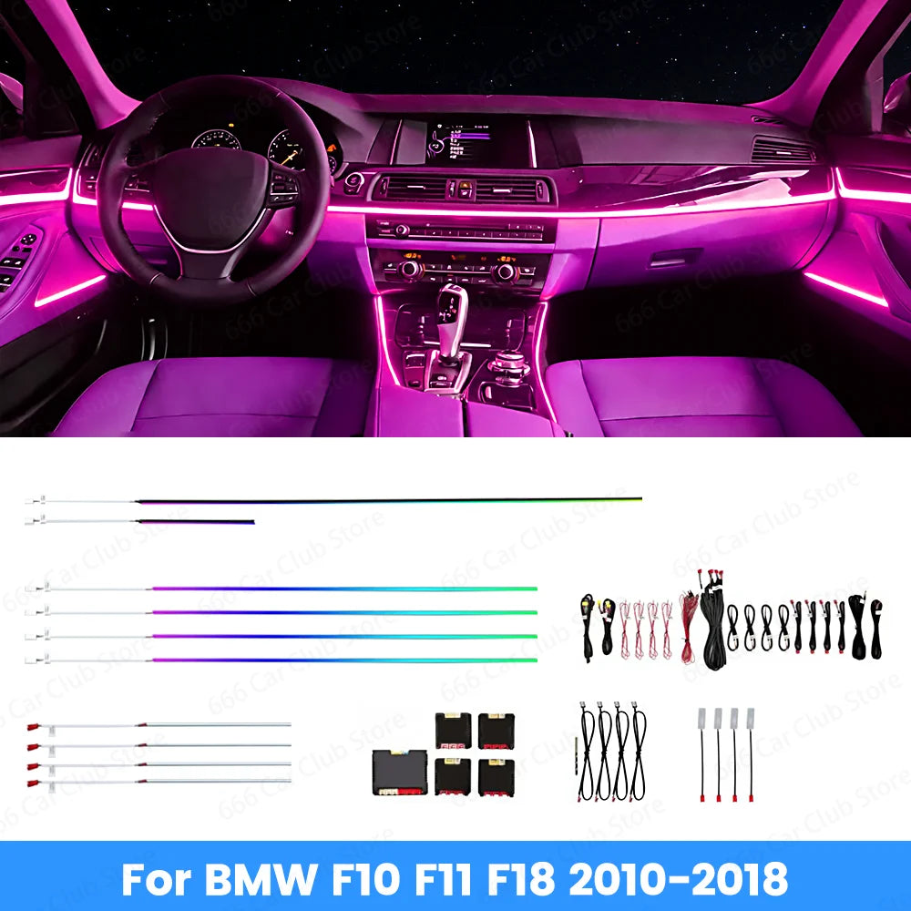 256 color RGB Ambient light For BMW 5 Series F10 F11 F18 2011-2017 Screen APP Control Led Decorative Strip