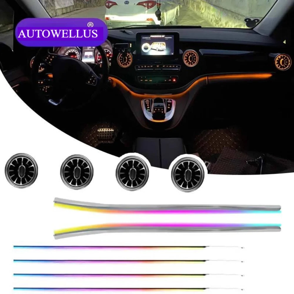 64-Color Air Vents Ambient Light For Mercedes-Benz V260 W447 2016-2022 Interior Atmosphere Led Light For Decoration Upgrade