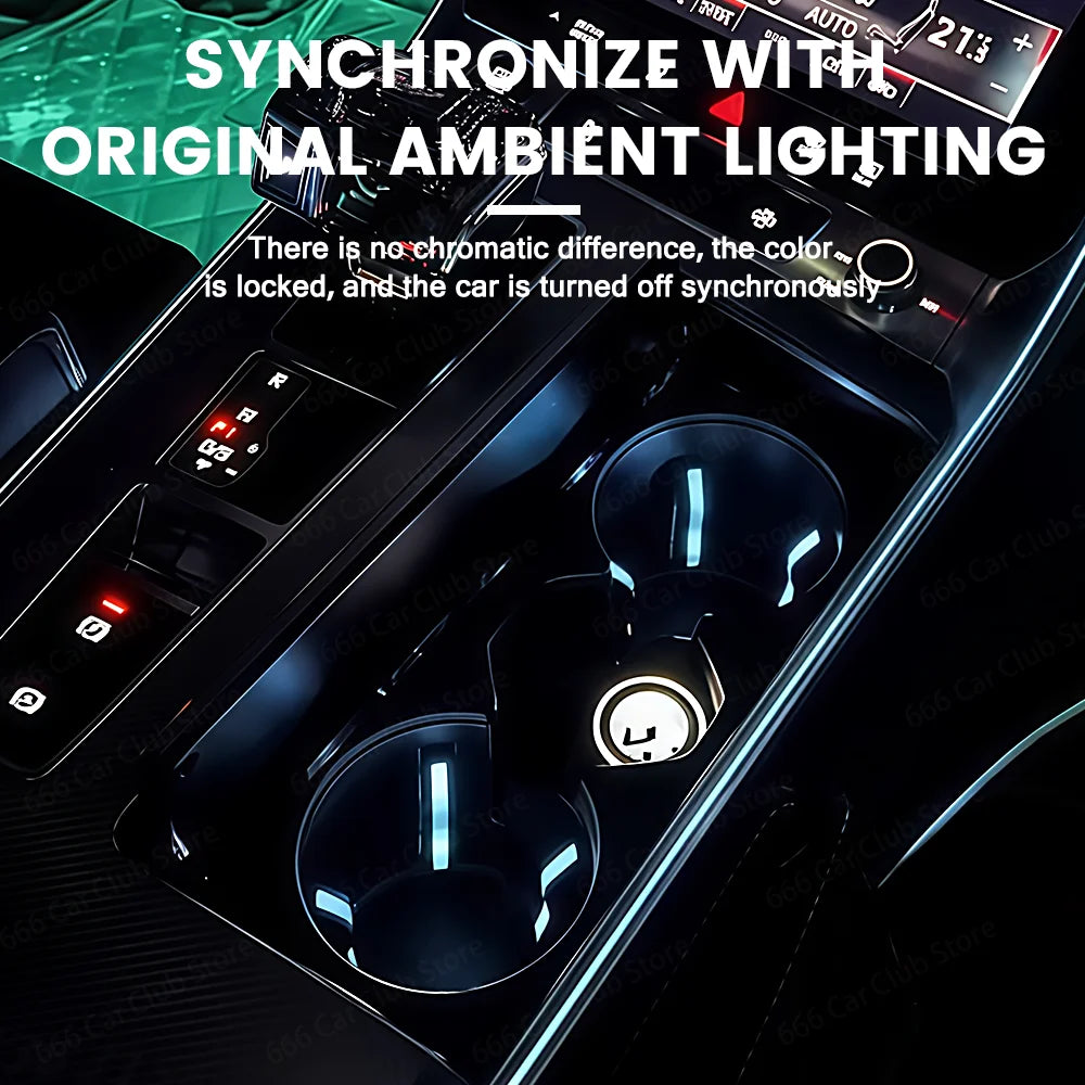 LED Cup Holder Light for Audi A6 C8 A7 A8 Q7 Q8 2019-2023 Interior Car Accessory Easy Install Ambient Lighting