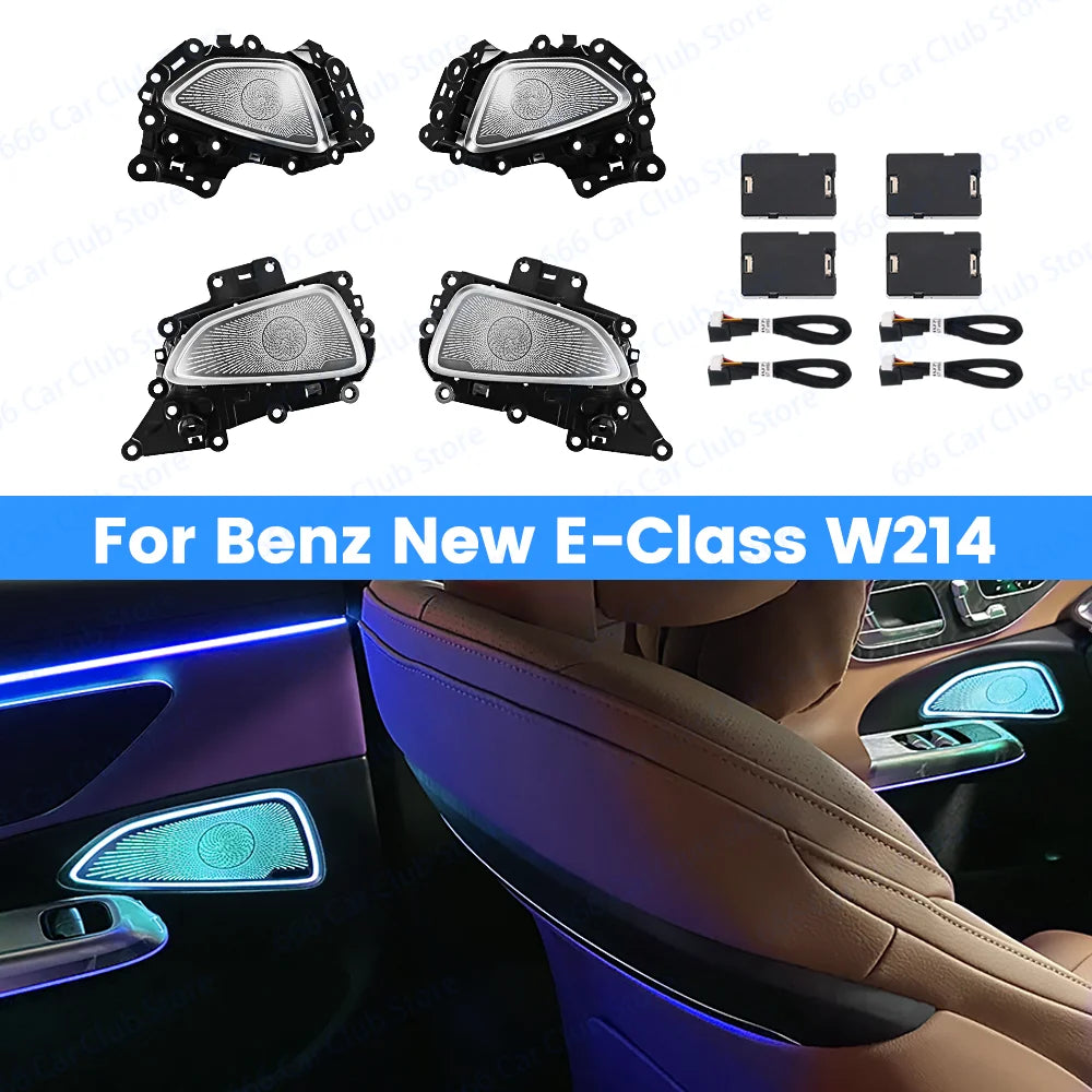 64 Colour LED Door Luminous Speaker Cover Atmosphere Lights For Mercedes Benz New E-Class W214 Car Decorative Light Parts