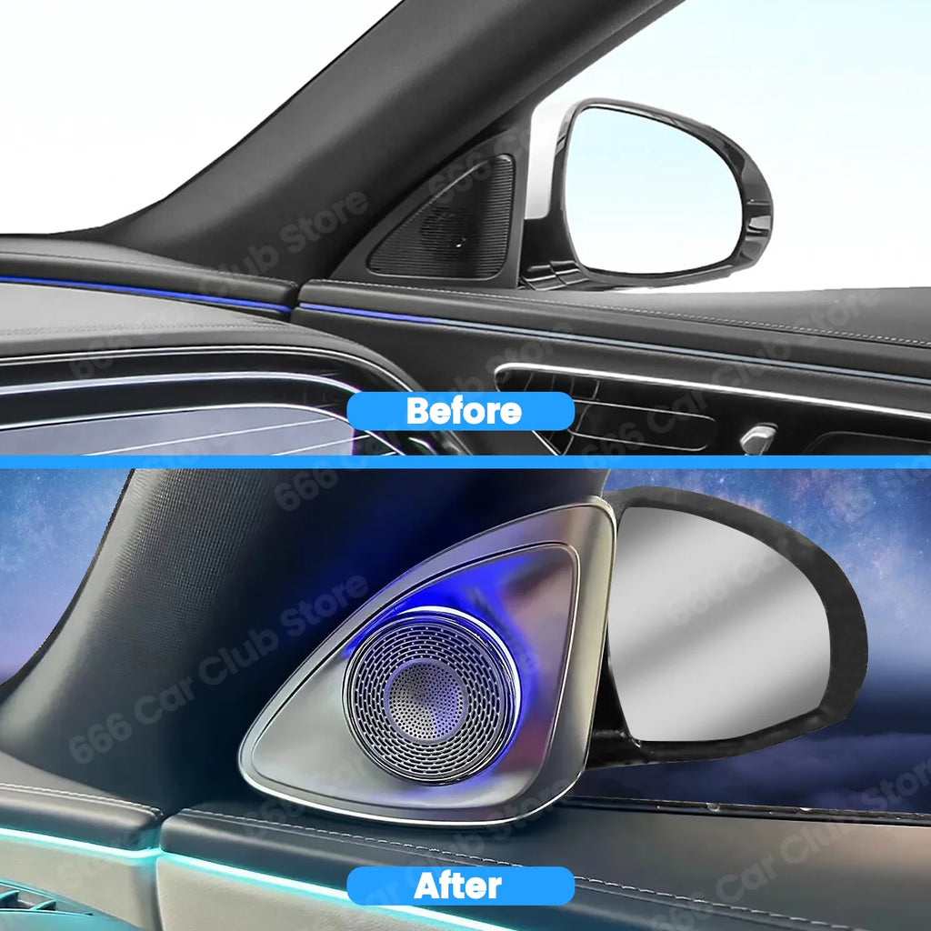 NEW LED 4D Rotating Tweeter Speaker For Mercedes Benz E Class W214 64 Colours RGB 3D Treble Horn Decoration Refit