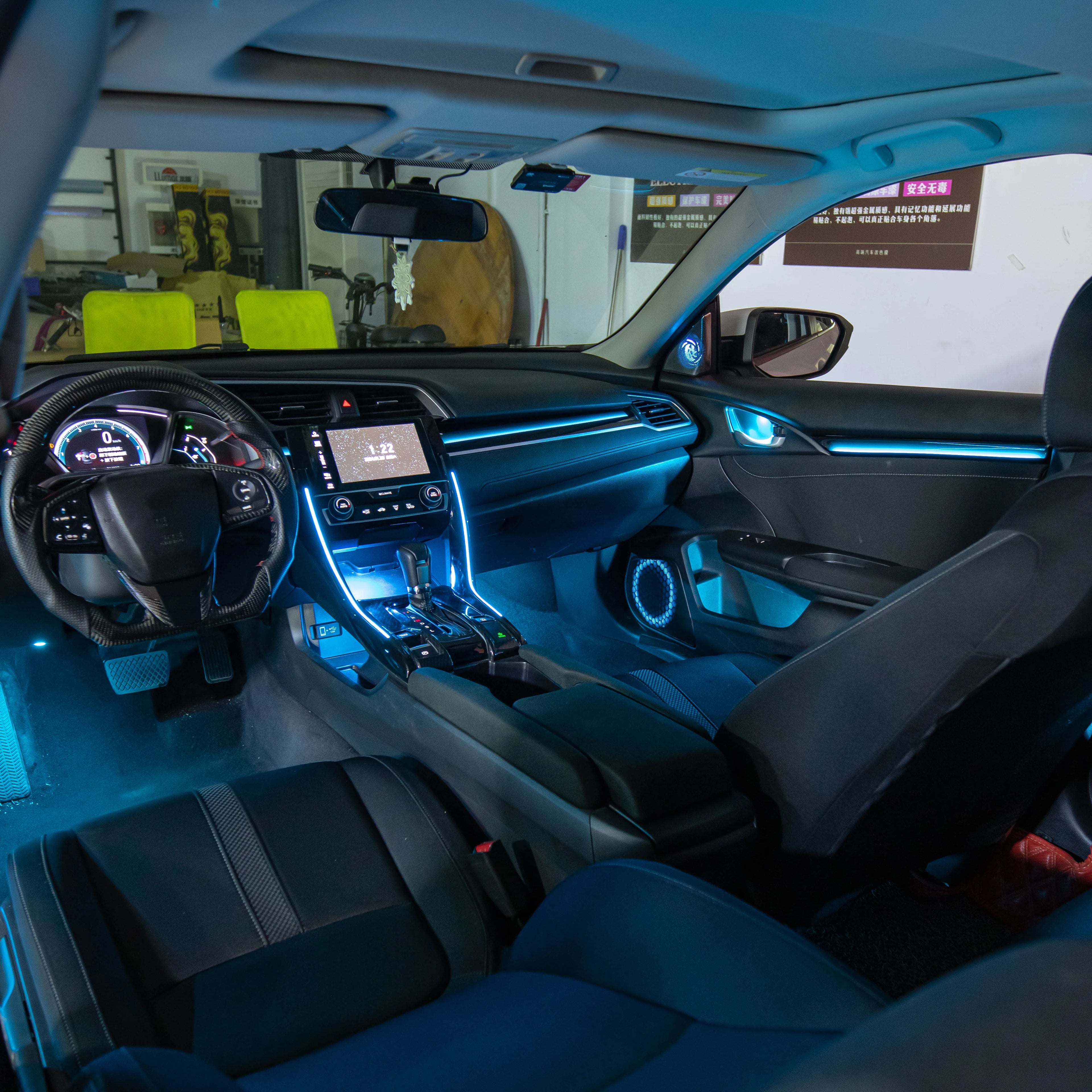 Auto Interior Lighting for Honda LHD/RHD Civic 10th Gen 2016-2021 Models 64-color Dynamic Symphony Ambient Lighting Kit