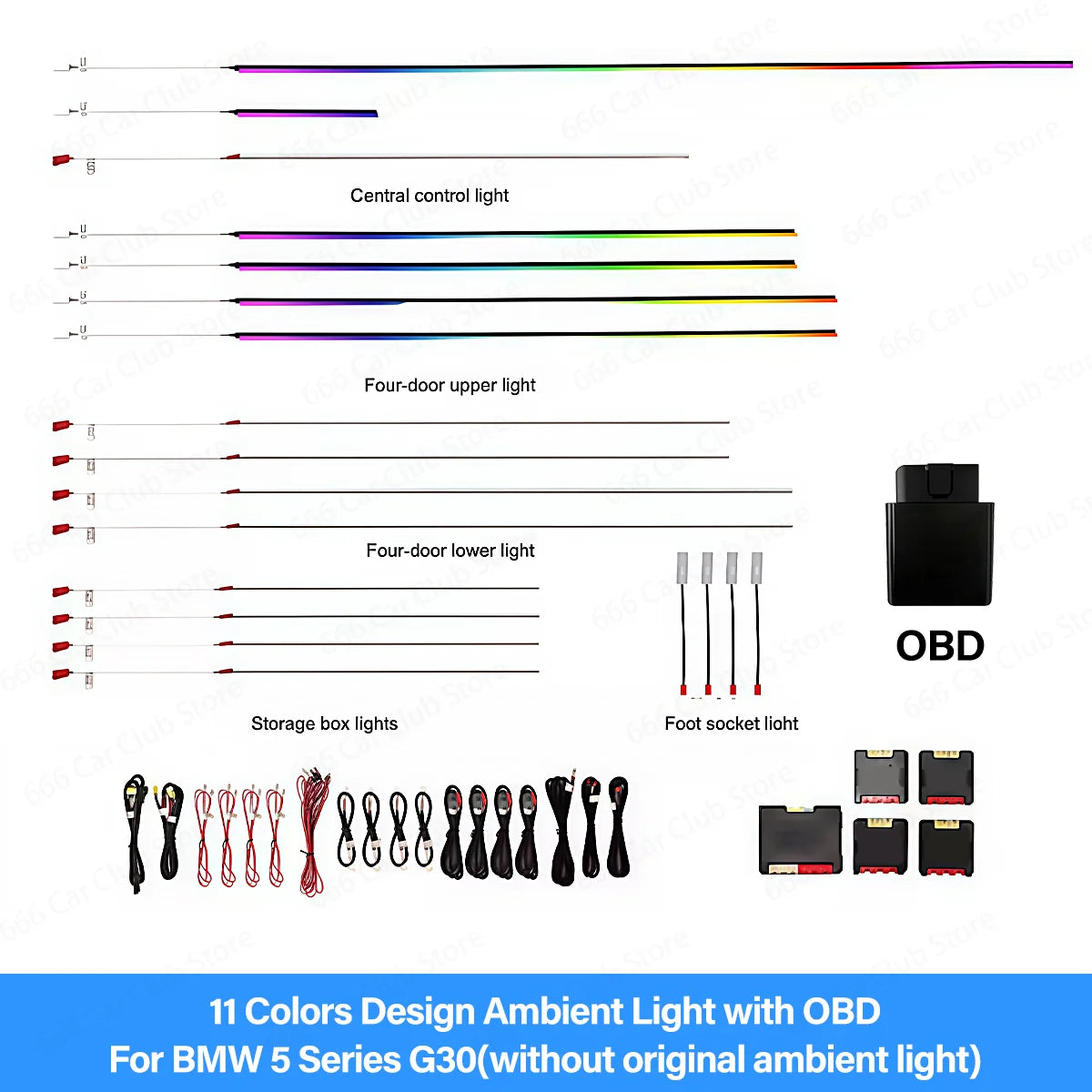 11 Color Ambient Light interior Decorative Light For BMW 5 Series G30 ABS Material Car Interior Lighting