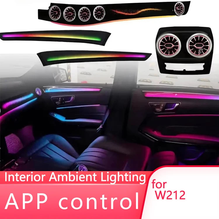 Car W212 64 Colors Ambient Lighting Kit For Mercedes Benz E-Class 2010 - 2015 Interior LED Air Vent Light Accessories