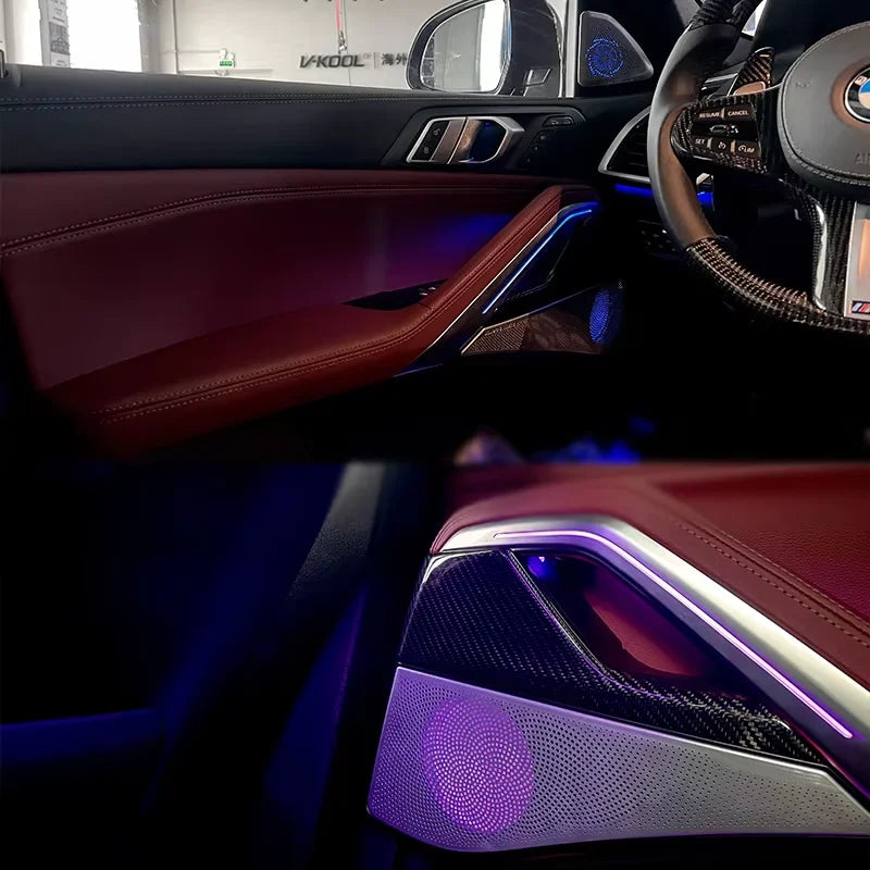 shining LED For BMW G06 X6 F86 MX6 Front Rear Door Glow Tweeter Cover Luminous Night Lighting Trim speaker Audio Speaker Horn