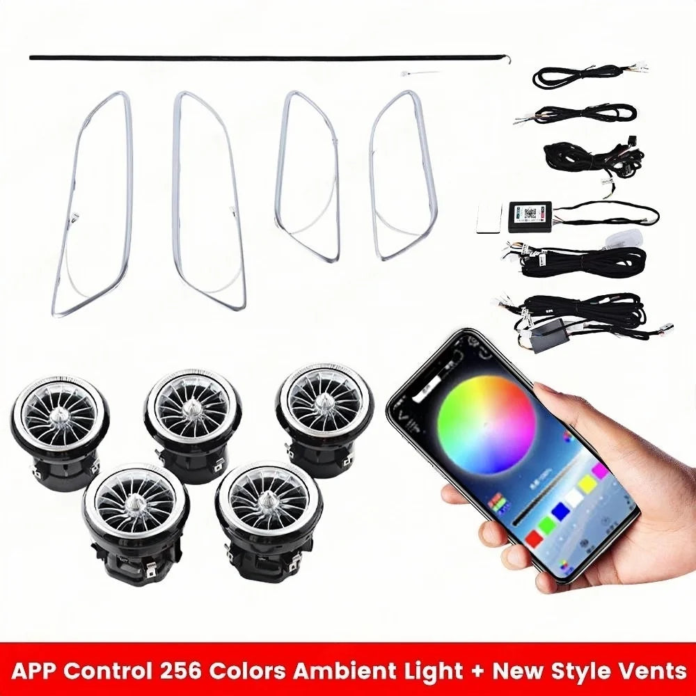 12/256 Colors W117 LED Ambient Light For Mercedes Benz A CLA GLA W176 W156 A45 CLA 45 AMG Bluetooth APP Air Vents Turbine Nozzle