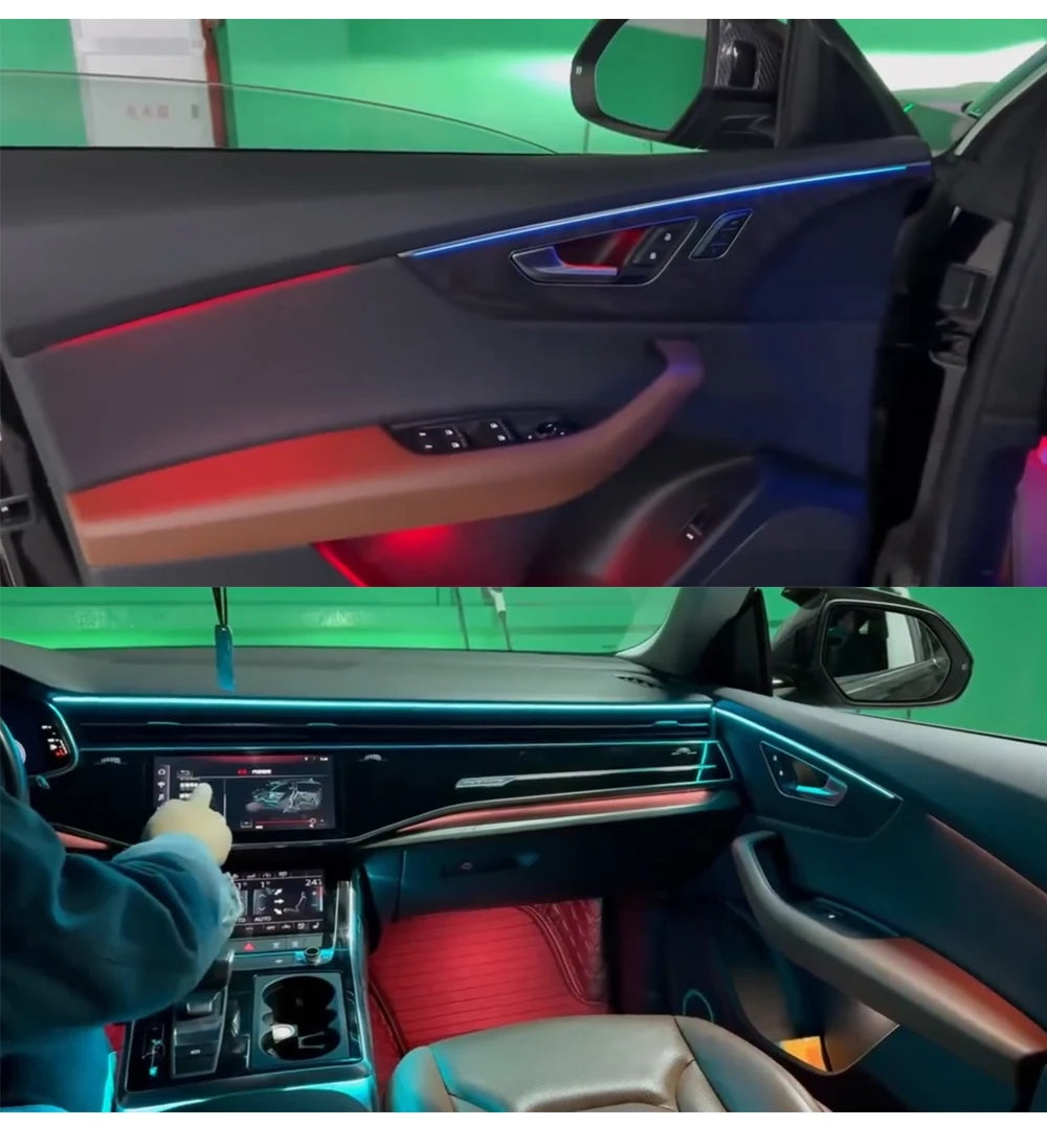 30 Colors LED Ambient light for audi Q8 2019-2024 Interior Atmosphere Light Original Scrren APP control 20 Lights