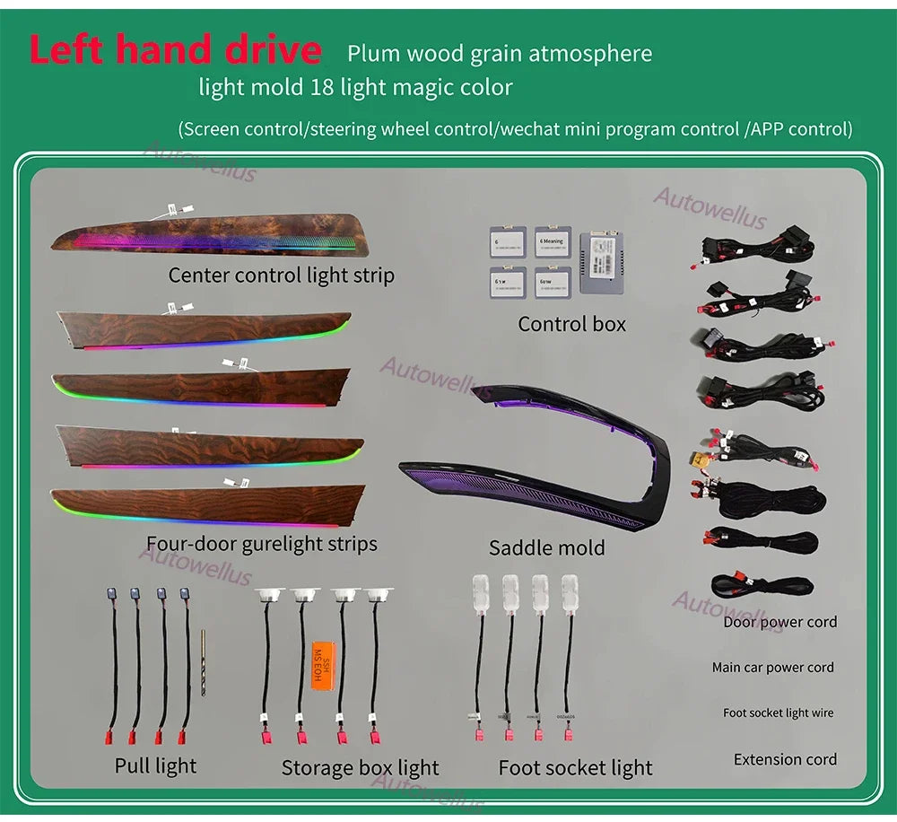 Auto Accessaries21-color Door Dashboard Panel For Audi A4 B8 2009-2016 Button APP Contorl LED Atmosphere Lamp Luminous Strip Amb