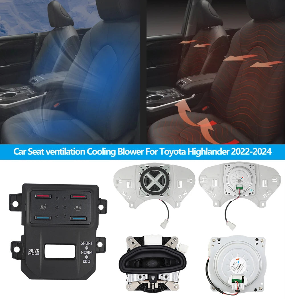 Car Seat ventilation Cooling Blower For Toyota Highlander 2022-2024 Seat cooling heating Intelligent Backrest fan button control