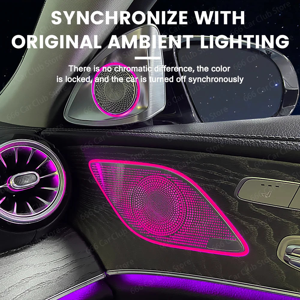 64 Colors LED Speaker Cover Ambient Lighting For Mercedes Benz CLS-Class W257 C257 Speaker Cover Plate Decorative Light