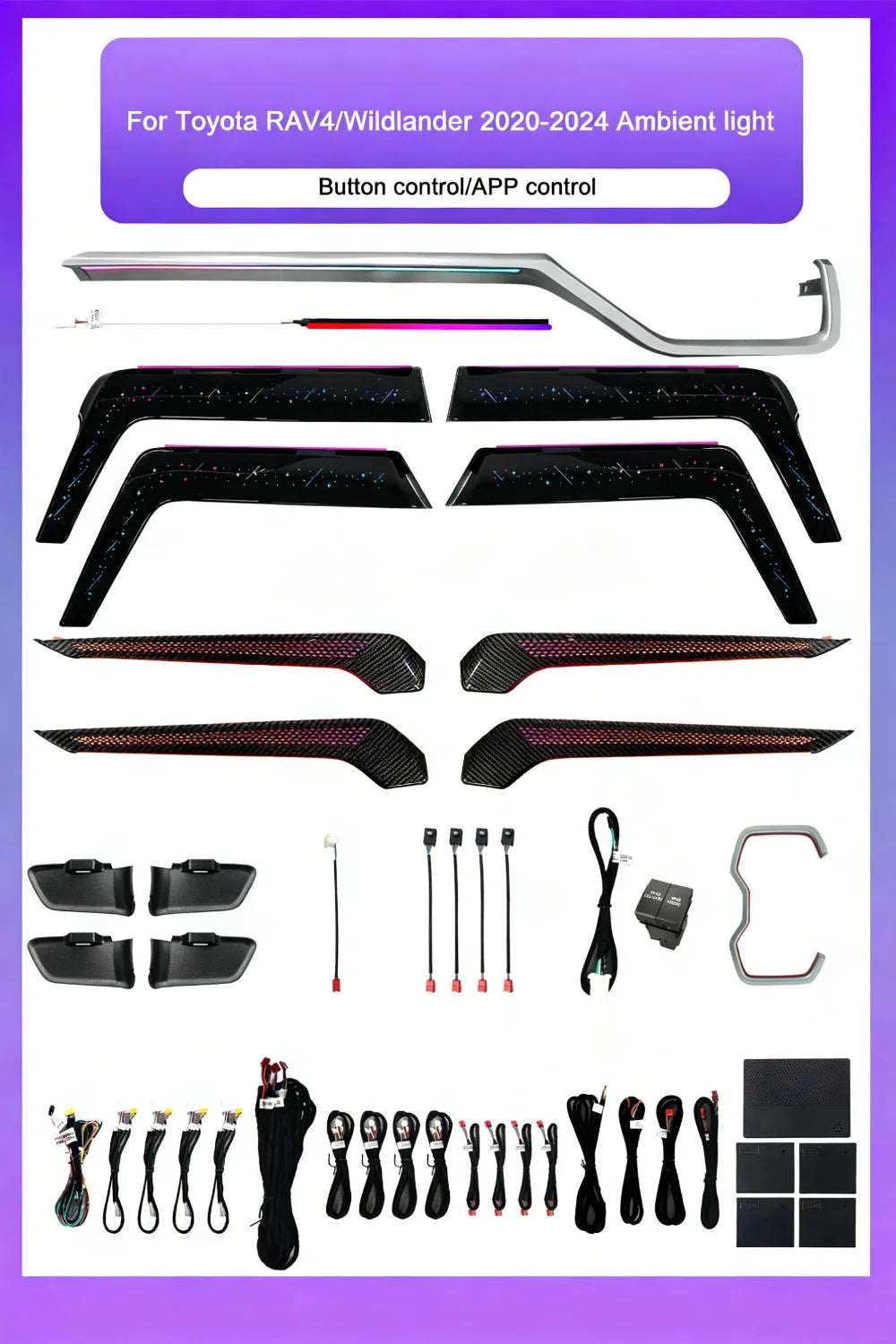 Auto Interior LED Atmosphere Lighting For Toyota RAV4 Wildlander 2020-2025 High-Quality 64-color Symphony Car Ambient Light