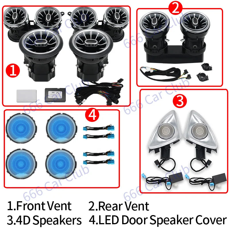 64 Colours LED Air Vents 3D Speaker For Mercedes Benz W213 E-Class E-Coupe E43 E53 E250 Interior Ambient Light Decorative Lamp