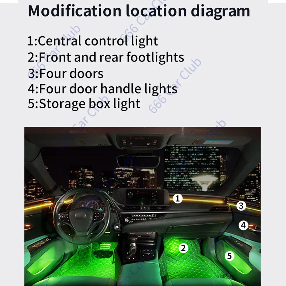 64 Colour Ambient Light For Lexus ES 200 260 300 2018-2023 Car LED Interior Instrument Door Dynamic Light Shadow Decorative Lamp