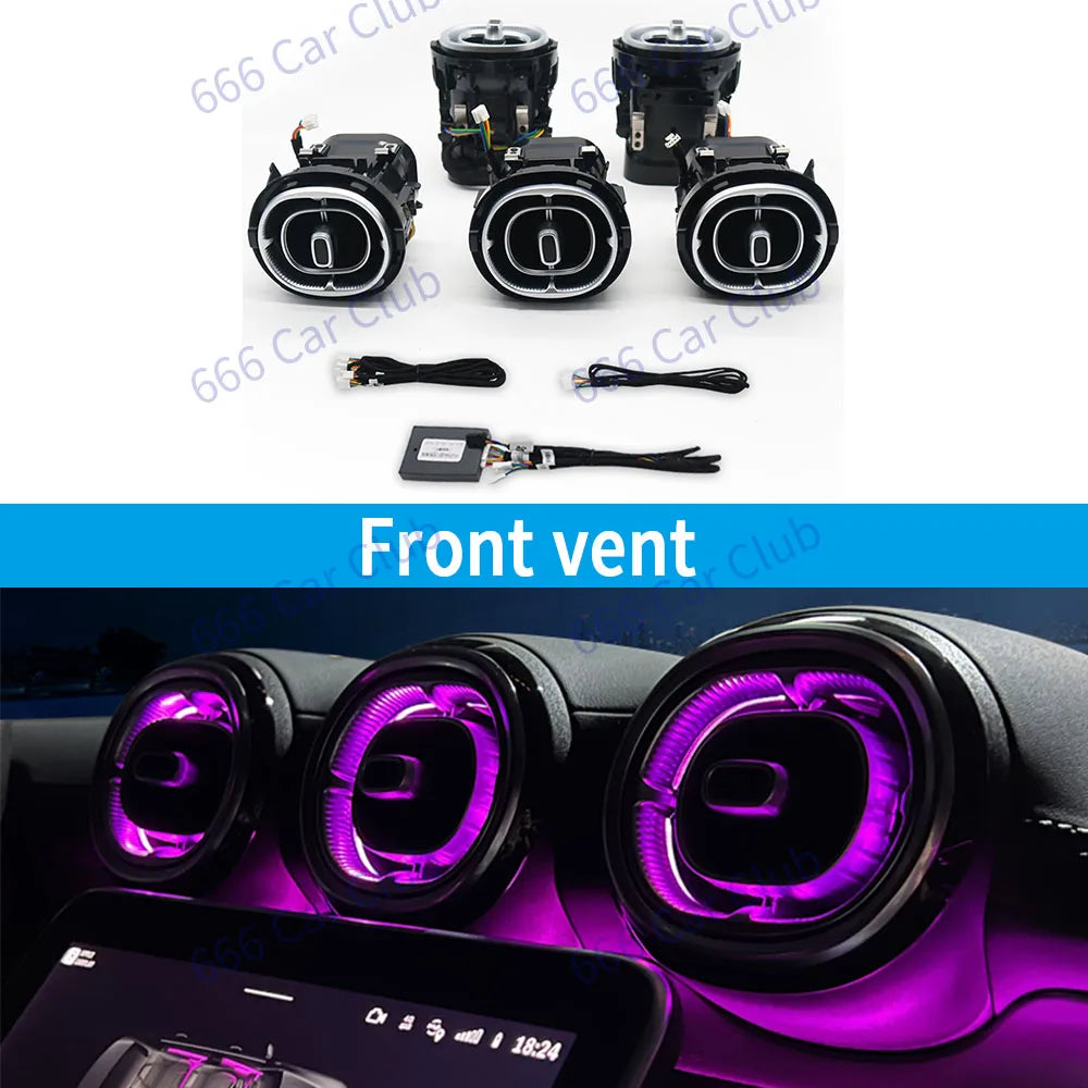 64 Color Ambient Ligh For Mercedes Benz W206 C-class Car LED Turbine Air Outlet Center Console Light Speake Cover Decorativ Lamp
