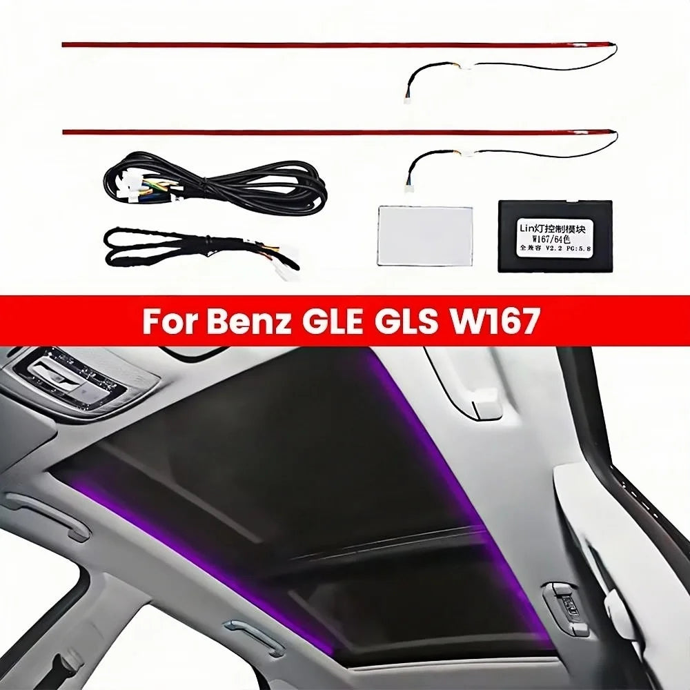 64 Colour LED Roof Ambient Light for Mercedes Benz  GLE GLS W167 GLE53 GLS63 2020-2025 Car Roof Panoramic Skylight Ambient Refit