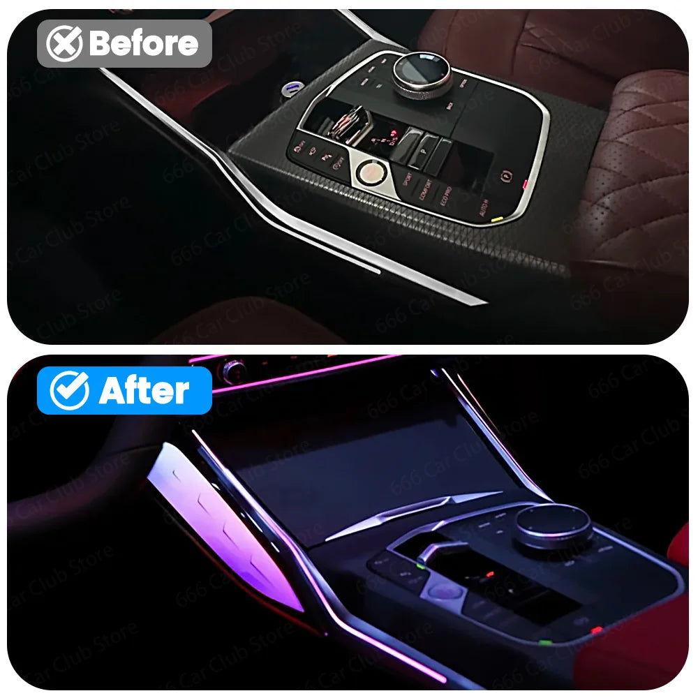 LED Crystal Saddle Light for BMW 3 4 Series G20 G22 M3 M4 - Center Console Lighting Upgrade Original car 11 Color Ambient Light