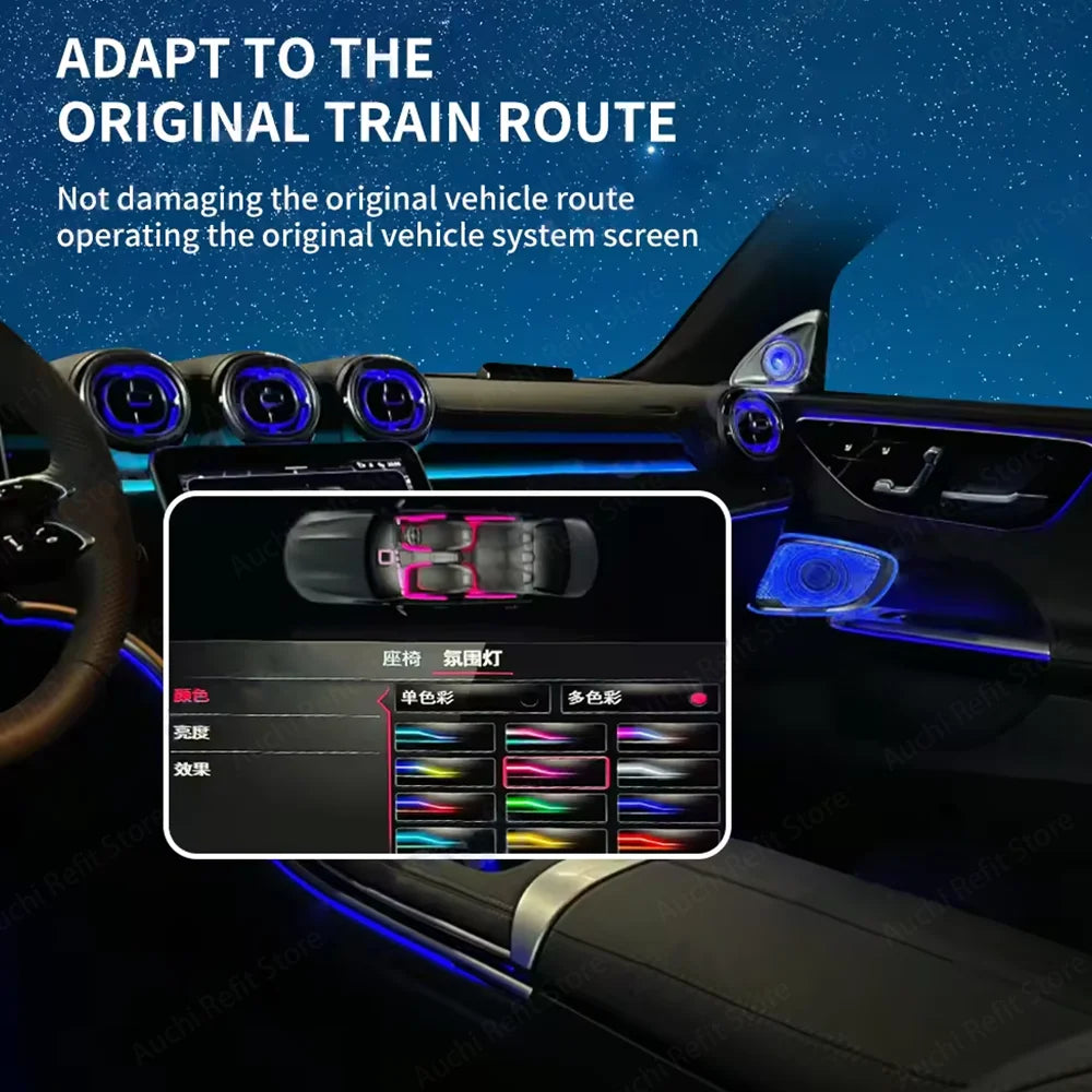 64 Colours LED Center Console Crystal Saddle Light For Mercedes Benz GLC X254 C Class W206 Car Interior Ambient Lights Refit