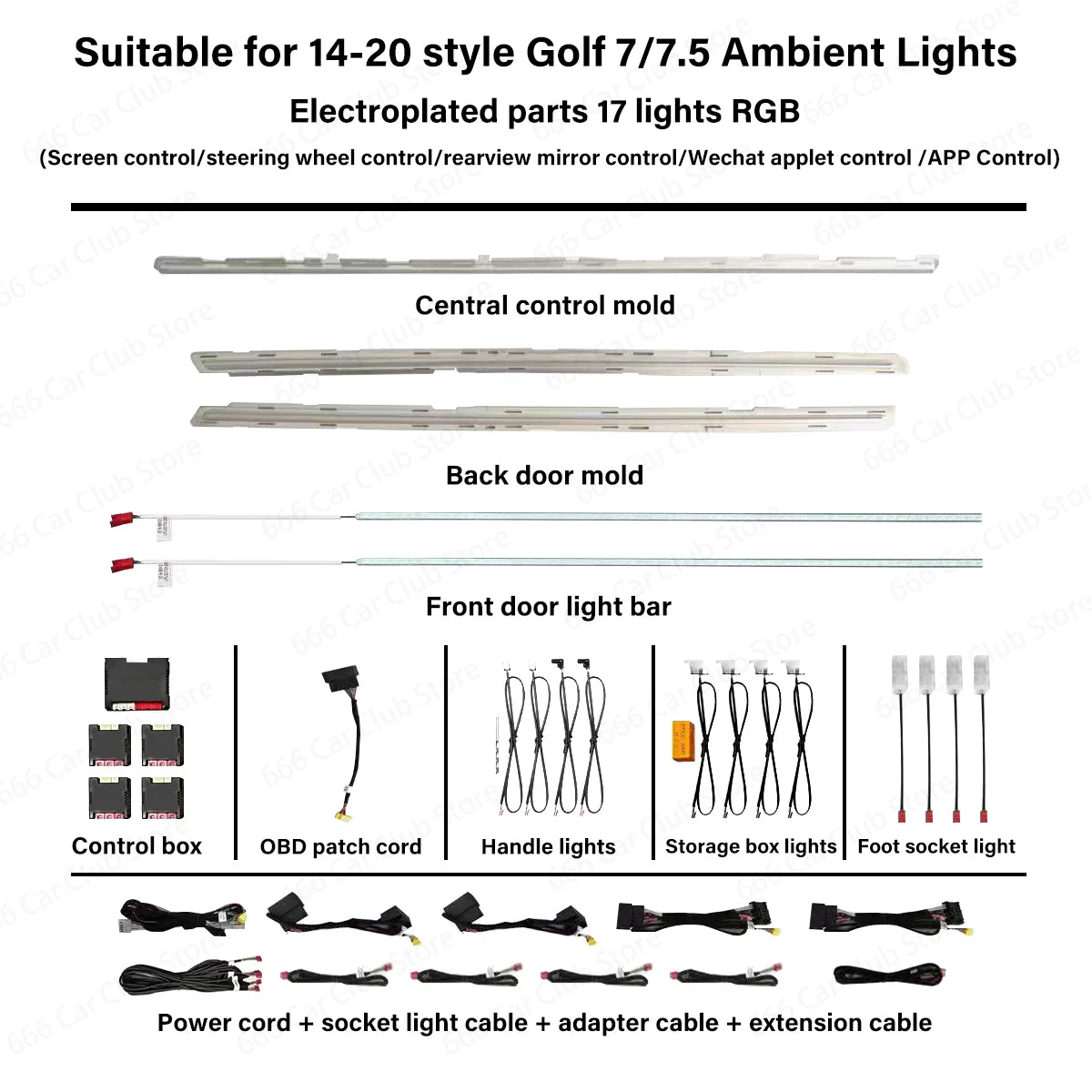10/30 Colors Ambient Light For Volkswagen Golf 7 GOLF 7.5 MK7 2014-2021Car Instrument Panel Door Decorative Atmosphere Lamp Part