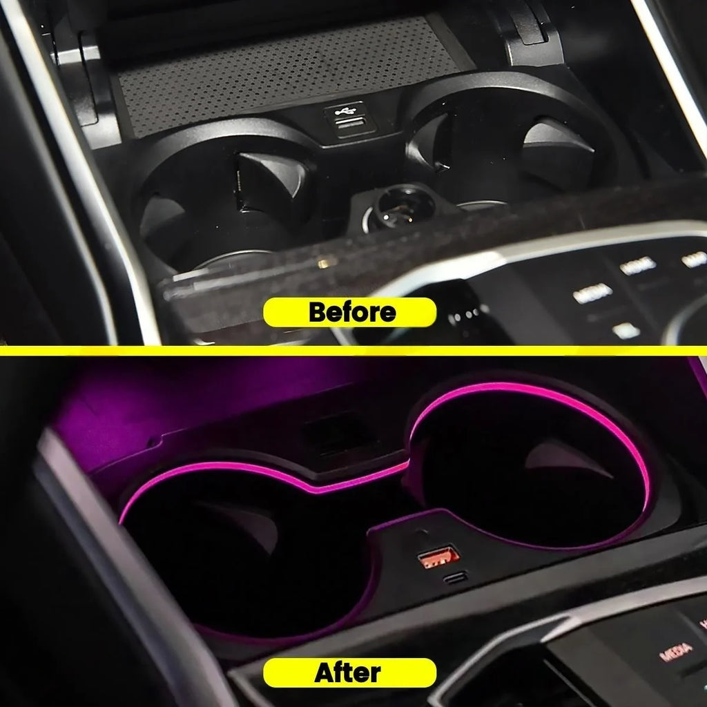 2/3/4 Series Cup Holder Lamp Ambient Light with Ultra-fast Charging For BMW G20 i3 i4 G22 Car Cup Frame 11 Colours LED