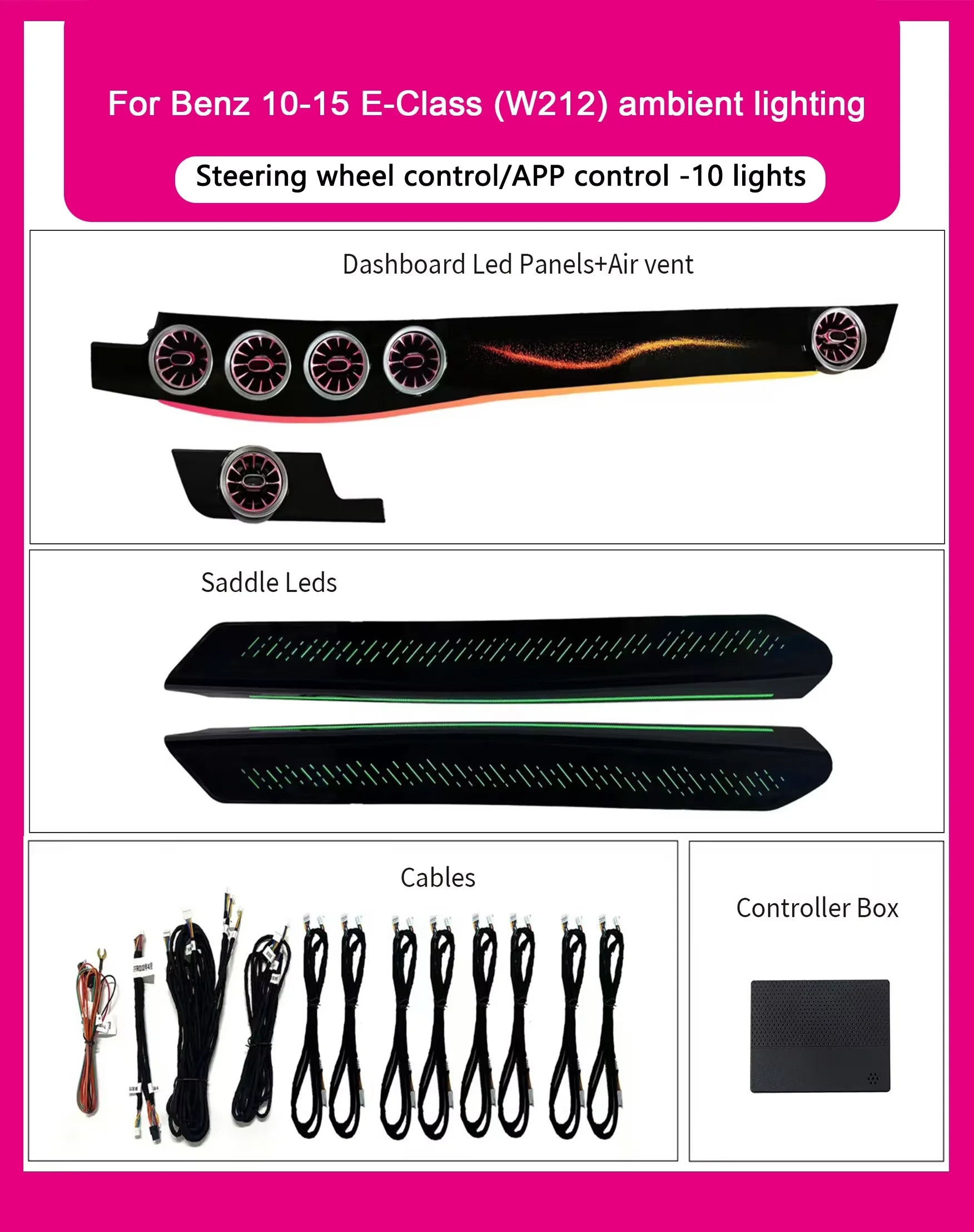 Upgrade 64-Color APP Control Atmosphere Light For Mercedes Benz E-Class W212 Car Interior Auto Lighting