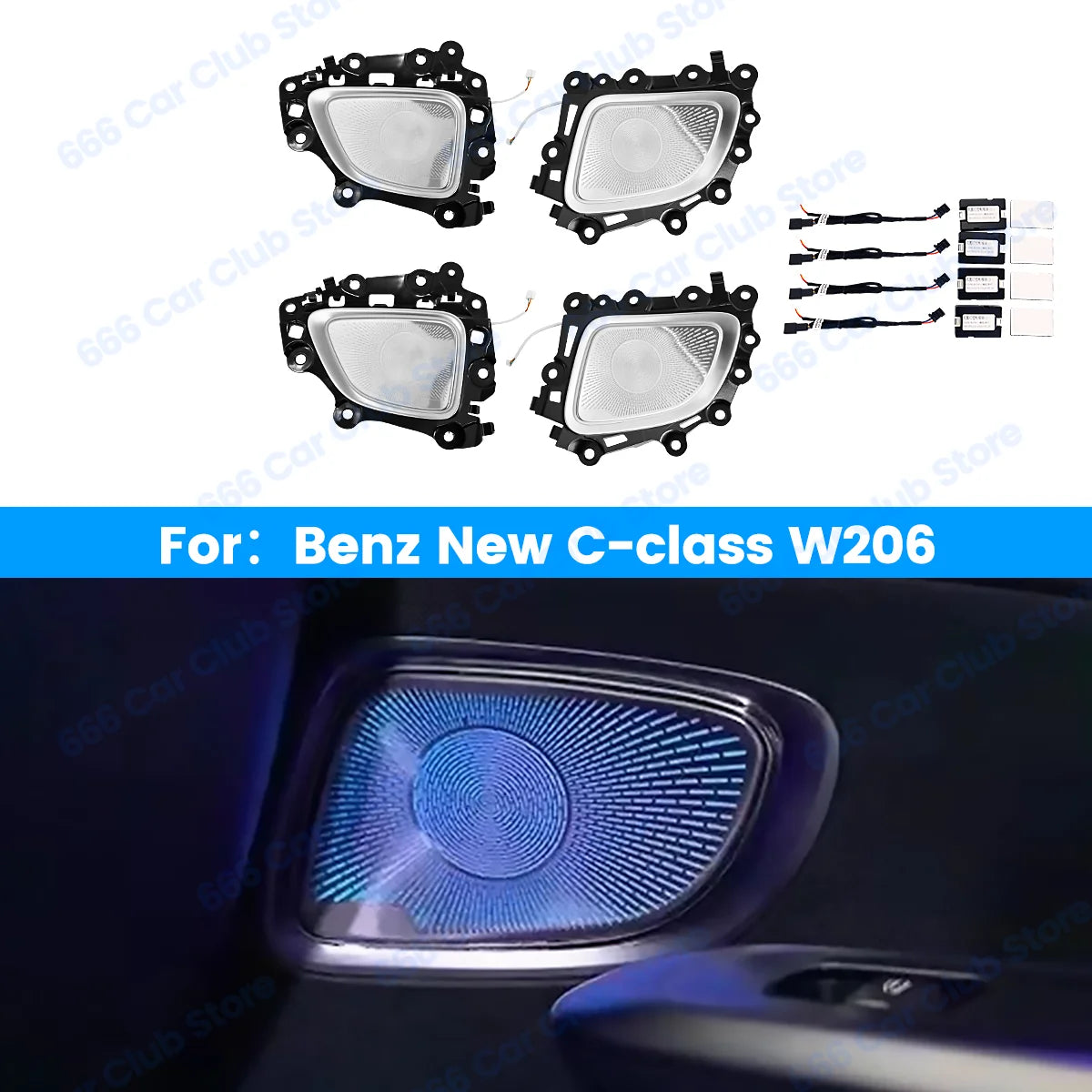 64 Color Ambient Ligh For Mercedes Benz W206 C-class Car LED Turbine Air Outlet Center Console Light Speake Cover Decorativ Lamp