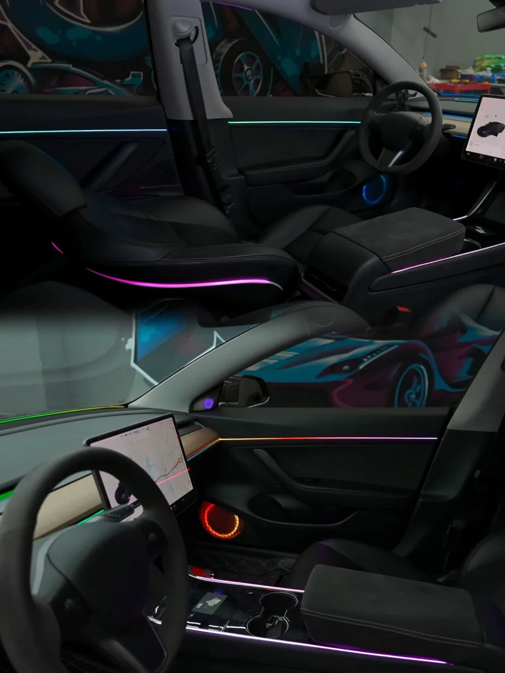 Car Ambient Lighting for Tesla Model 3 2019-2020 Dynamic Symphony Auto Interior 64-color LED Lights Model3 RGB Kit