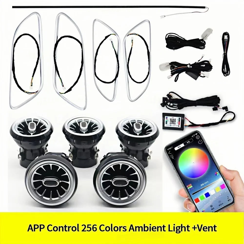 12/256 Colors Ambient Lights Led For Mercedes-Benz W176 X156 W117 W246 GLA CLA A Class Air Vents Turbine Nozzle Lamp Accessory