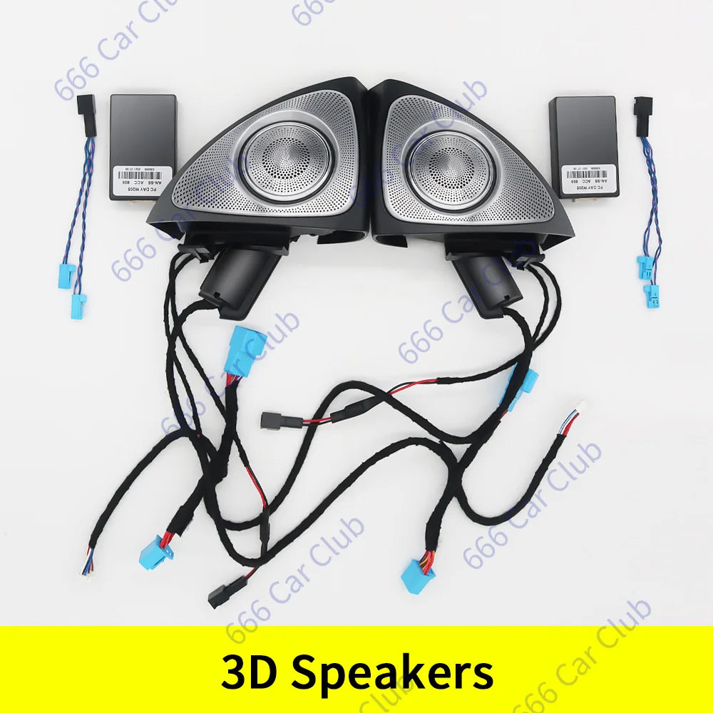 12/64 Colour Car LED Ambient Light For Mercedes-Benz C GLC Class Coupe W205 C43 C63 X253 LED Air Vent 3D Speaker Decorative Lamp