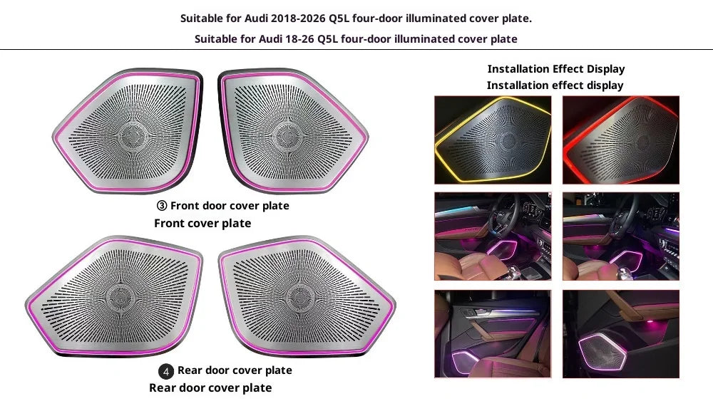 Car 1:1 mold original style strips design For Audi Q5 2018-2025 door speaker cover atmosphere light dynamic ambient light