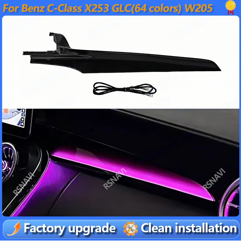 64 Color LED Copilot Lamp For Mercedes Benz W205 X253 C43 C63 Coupe GLC C-class Car RGB Passenger Instrument Panel Ambient Light
