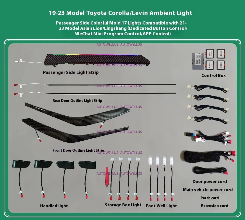 Automotive LED Ambient Light Galaxy Rainbow Kit For Toyota Corolla 2019 -2024 Dynamic Atmosphere door Panel Lights  APP control