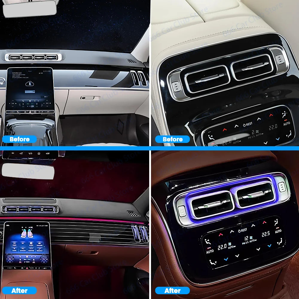 64 Color LED Vent Decorative Light For Benz S-Class W223 S450 S500 S480 Car Automotive interior ambient light modification parts